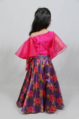 ruffled sleeves top with printed skirt 3