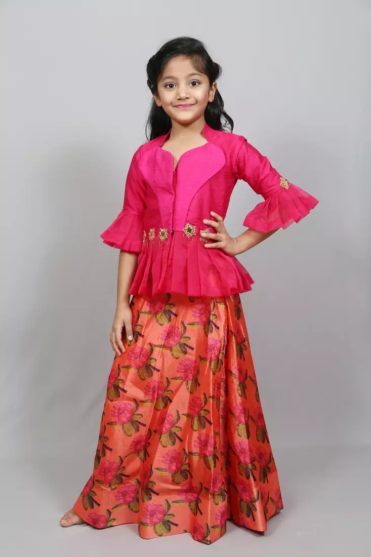 collared top with printed bottom
