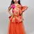 one shoulder frilled printed top with plain orrange net skirt