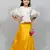 cold sleeves top and long skirt with flowers knot