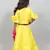 three fourth sleeves yellow top and long skirt with flowers knot