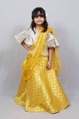 cold sleeves top with long skirt and frilly dupatta 1