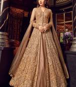 Light-peach embroidered net salwar