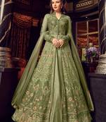 Sea-green embroidered net salwar