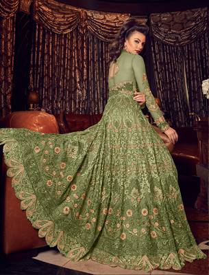 Sea-green embroidered net salwar 2