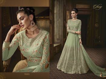 Light Green embroidered faux georgette salwar 4