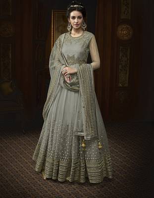 Grey embroidered net salwar 4