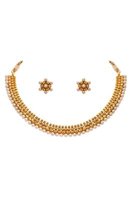Gold pearl necklace-sets 1