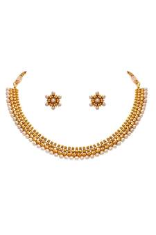 Gold pearl necklace-sets
