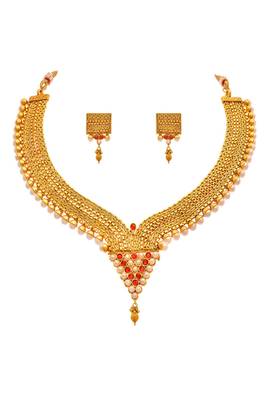 Gold pearl necklace-sets 1