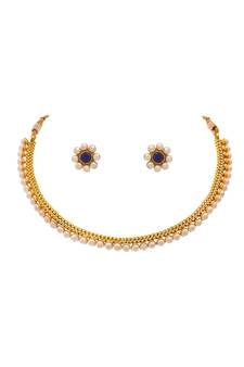 Gold pearl necklace-sets