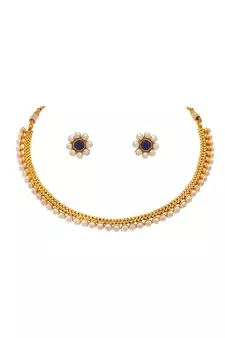 Gold pearl necklace-sets
