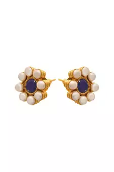 Gold pearl necklace-sets