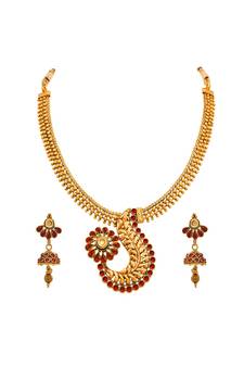 Gold crystal necklace-sets