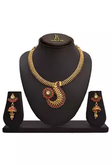 Gold crystal necklace-sets