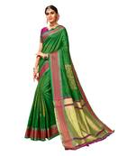 Green woven art silk saree with blouse
