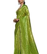 Green woven faux kanjivaram silk saree with blouse