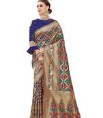 Multicolor woven faux banarasi silk saree with blouse