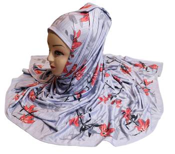 Justkartit Women'S Jersey Stretchable Material Floral Printed Hijab Scarf Dupatta 1