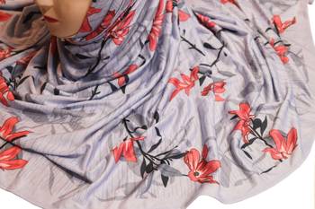 Justkartit Women'S Jersey Stretchable Material Floral Printed Hijab Scarf Dupatta 4