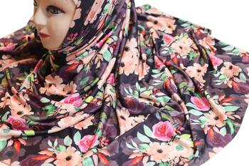 Justkartit Women'S Festive Wear Jersey Stretchable Material Printed Hijab Scarf Dupatta 5