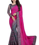 Pink and Net Embriodered  saree with Blouse Piece.