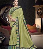 Green embroidered silk saree with blouse