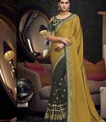 Green embroidered silk saree with blouse