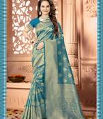Blue woven silk saree with blouse