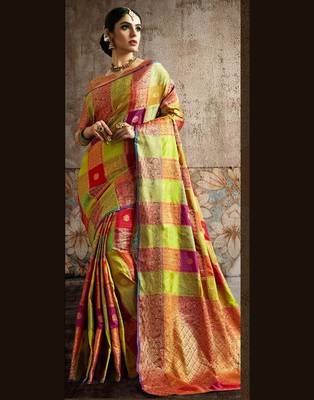 Multicolor woven silk saree with blouse 1