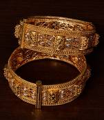 Copper Made Gheru Gold Plated Pair of Designer Open-able Bangles BD336