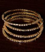 American Diamond (AAA Quality CZ) Embellished Gold Plated Two Pairs of Designer Bangles