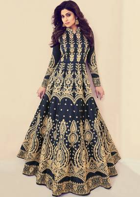 Blue embroidered silk salwar 1