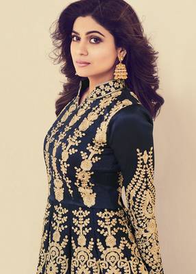 Blue embroidered silk salwar 2