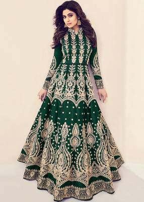 Green embroidered silk salwar 1