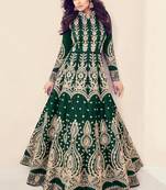 Green embroidered silk salwar