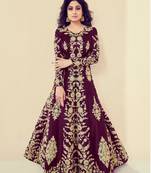 Wine embroidered silk salwar