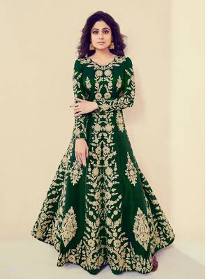 Green embroidered silk salwar 1