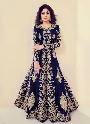 Blue embroidered silk salwar 1