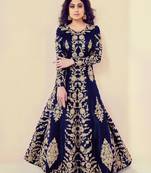 Blue embroidered silk salwar