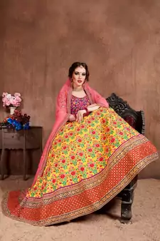 yellow fine embroidered lehenga set choli with dupatta for women