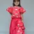 Elephant print Red Crop peplum top with palazzo and attached frill wrap on waist