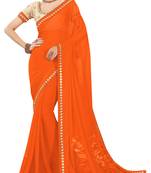 Orange plain georgette saree with blouse