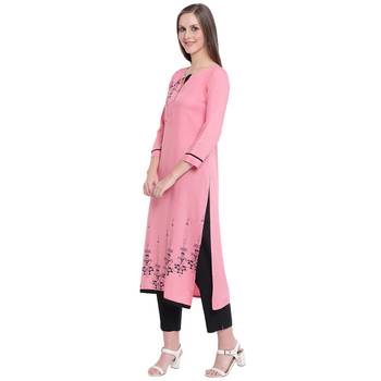 Pink printed rayon kurtas-and-kurtis 3