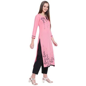 Pink printed rayon kurtas-and-kurtis 4