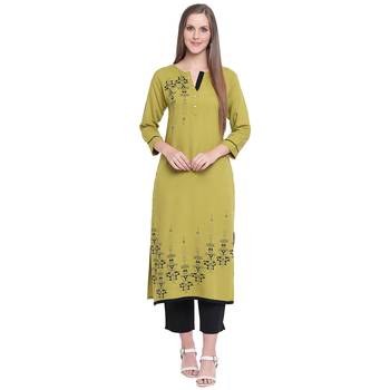 Green printed rayon kurtas-and-kurtis 1