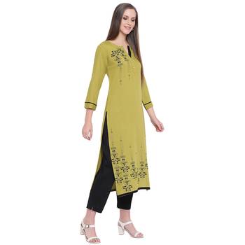 Green printed rayon kurtas-and-kurtis 4