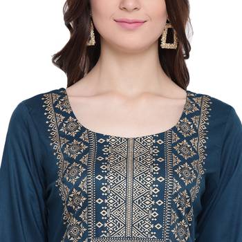 Blue printed rayon kurtas-and-kurtis 5