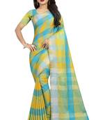 multicolor woven linen saree with blouse