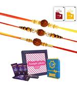 Set of 3  Rudraksh Rakhi with Photo Frame Gift Hamper and